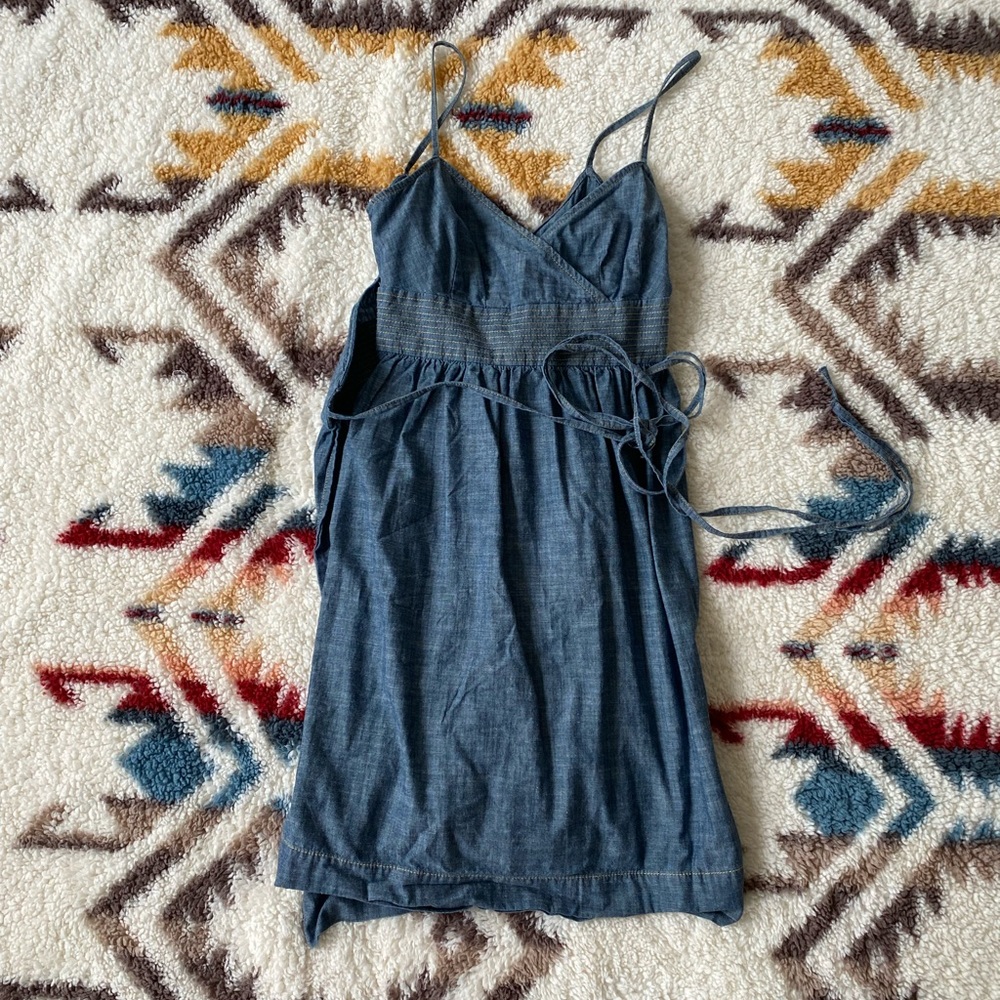 Ann Taylor Loft Wrap Blue Denim Sundress